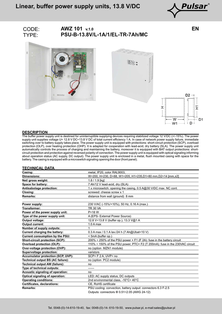 Linear Buffer Power Supply Units 13 8 V Dc Awz 101 En Psu B 13 8v L 1a 1 El Tr 7ah Mc Manualzz