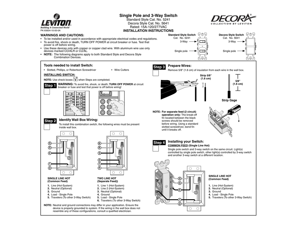3 Way Switch Installation Instructions