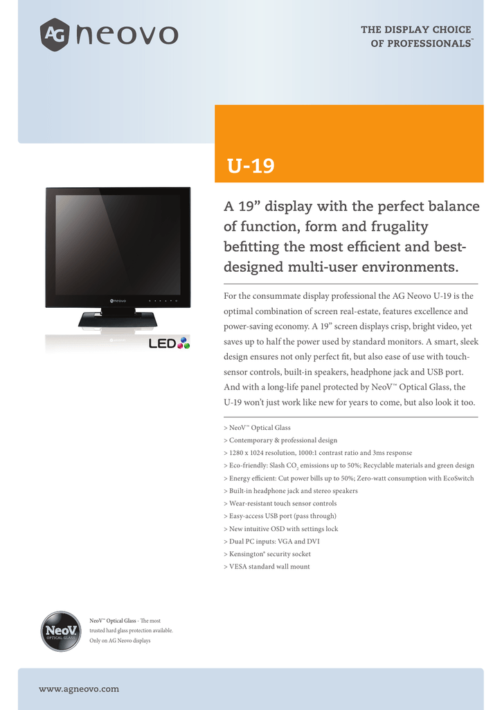 Datasheet U 19 Monitor Manualzz