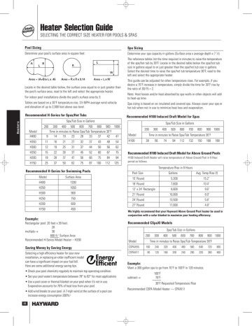 Hayward Technical Specifications And Sizing Manualzz