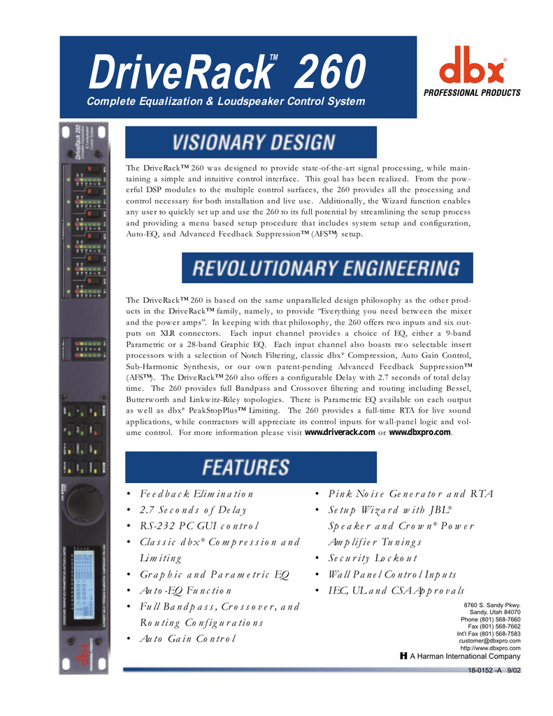 dbx driverack 260 crossover