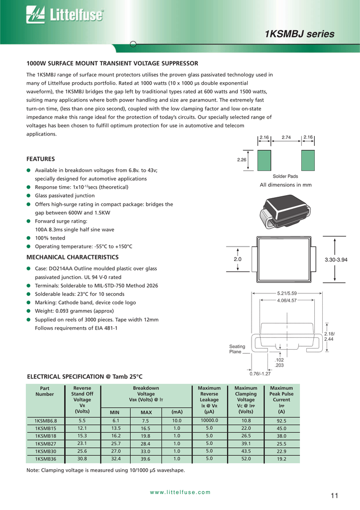 ESD Suppressors/TVS Diodes 1.5KW 15V Unidirect ICTE15-E3/51 Pack of 40