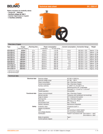 Technical Data Sheet Sy 230 3 T Manualzz