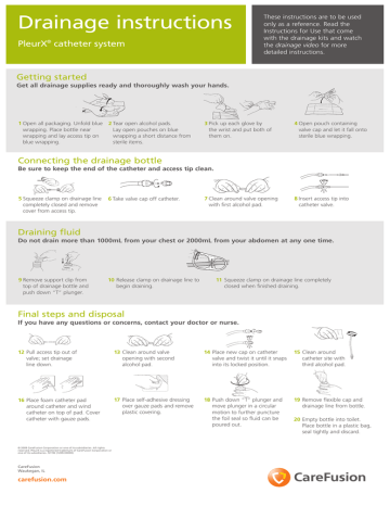 PleurX drainage instructional chart | Manualzz