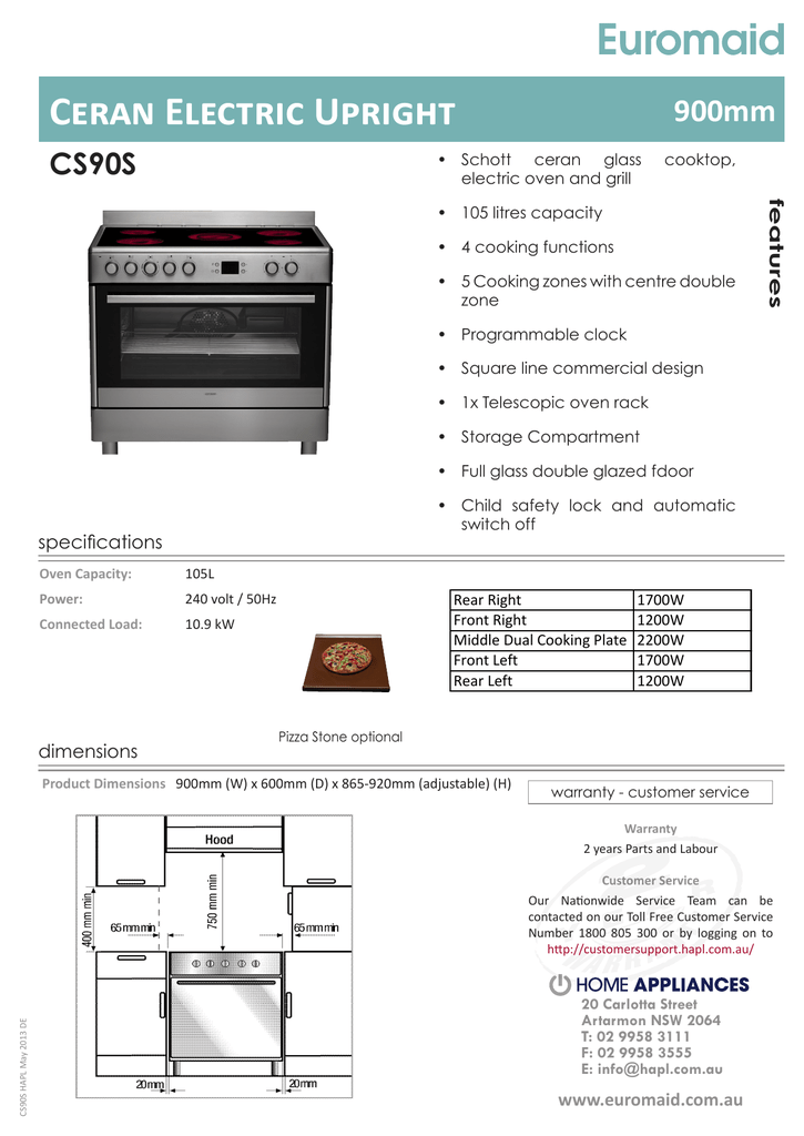 Euromaid 900mm Freestanding Electric Oven Manual informacionpublica