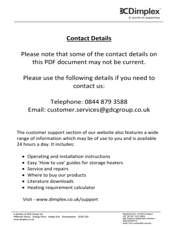 Dimplex CXL N User manual | Manualzz