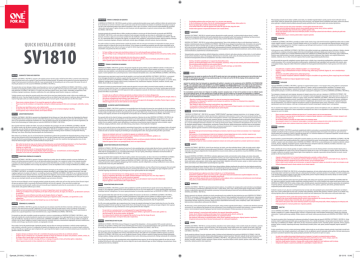 SV1810 Manual All Languages | Manualzz