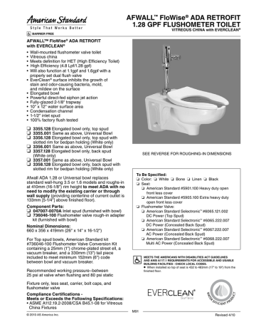 AFWALL FloWise ADA RETROFIT 1.28 GPF FLUSHOMETER TOILET | Manualzz