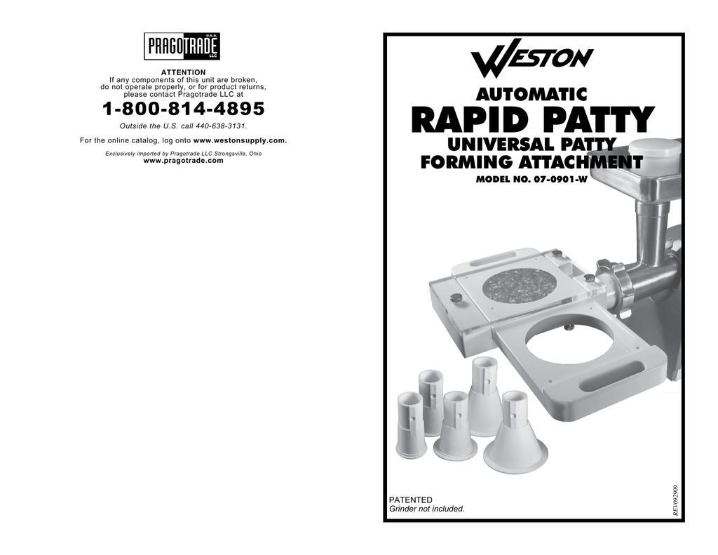Weston Automatic Rapid Patty Attachment Manualzz