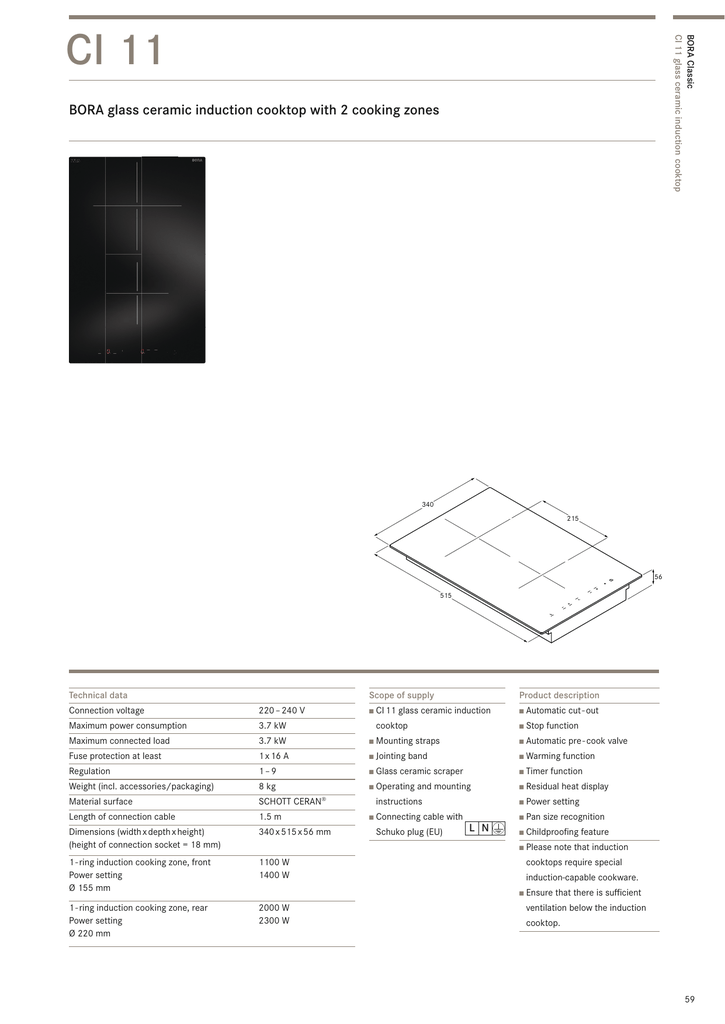 Ci 11 Bora Glass Ceramic Induction Cooktop With 2 Cooking Zones Manualzz