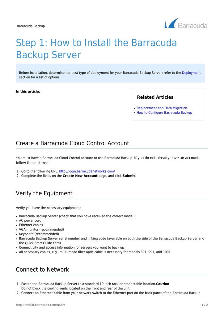 Step 1 How To Install The Barracuda Backup Server Manualzz