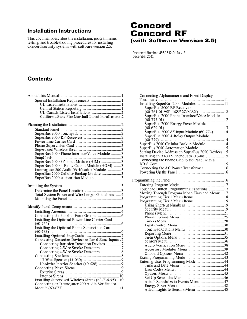 Concord V2 5 Rev B Installation Manual Manualzz