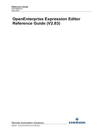 Remote Automation Solutions OpenEnterprise Expression Editor Reference Guide | Manualzz