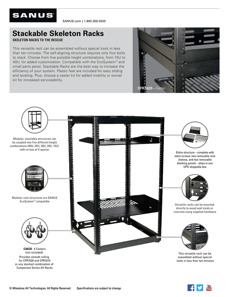 stackable rack on Sanus Stackable Skeleton Racks Manualzz