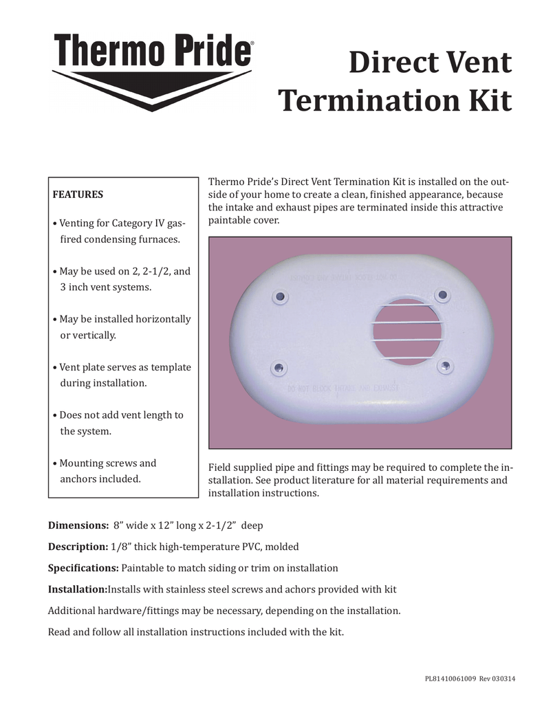 PVC/CPVC Low Profile Sidewall Vent Termination Kit Triangle, 42 OFF