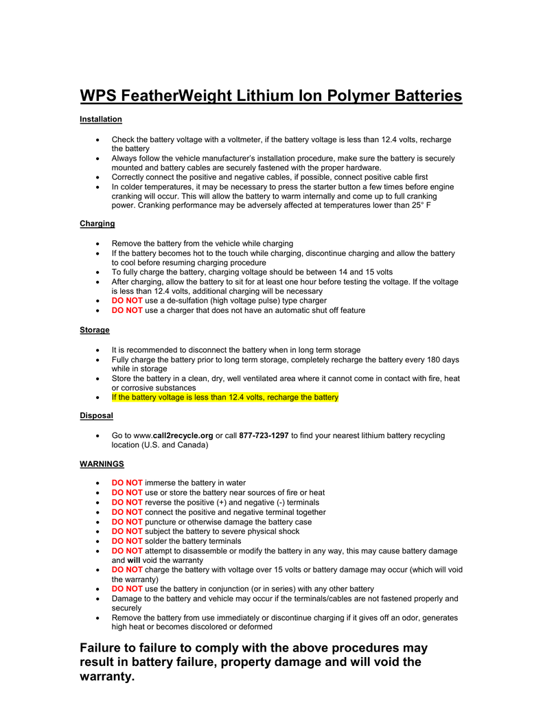Nearest Battery Store >> Featherweight Lithium Battery Manualzz Com Nearest Battery Store >> Featherweight Lithium Battery Manualzz Com