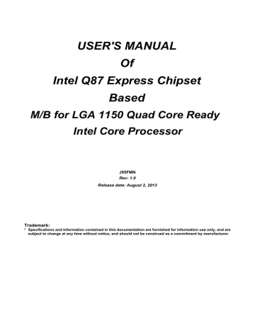 USER'S MANUAL Of Intel Q87 Express Chipset | Manualzz