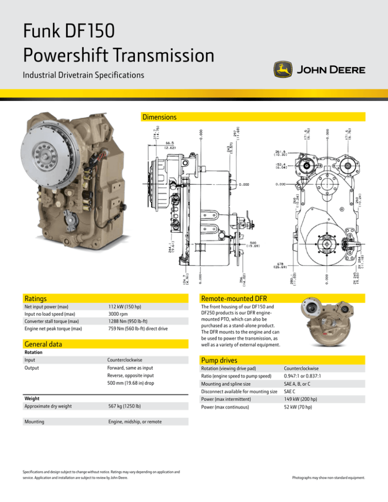 Funk DF150 Powershift Transmission Industrial Drivetrain Specifications