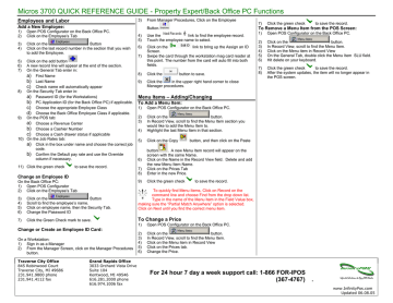 Micros 3700 Manager Reference | Manualzz