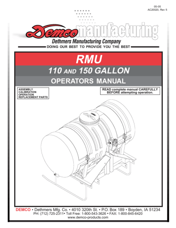 AC20020 - RMU 110 150 Gallon Operators Manual | Manualzz