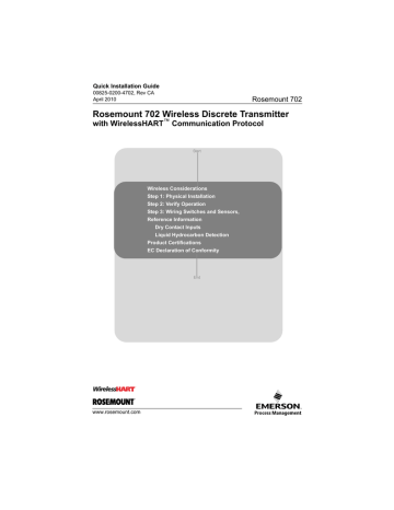 Rosemount 702 Wireless Discrete Transmitter Quick Installation Guide ...