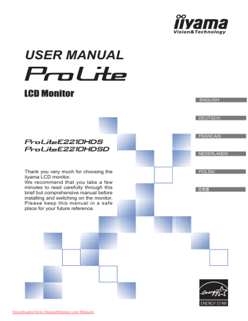 Iiyama ProLite E2210HDS-1 User Guide 