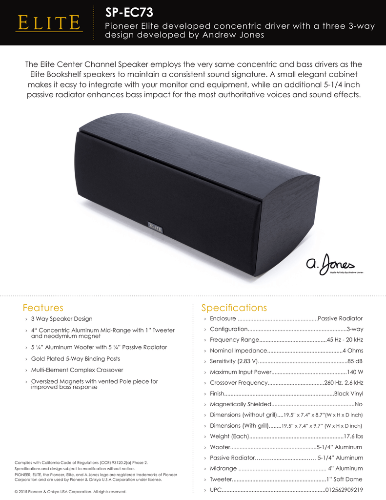 pioneer elite center speaker