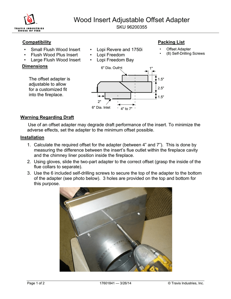 Wood Insert Flue Adapter Instructions Manualzz