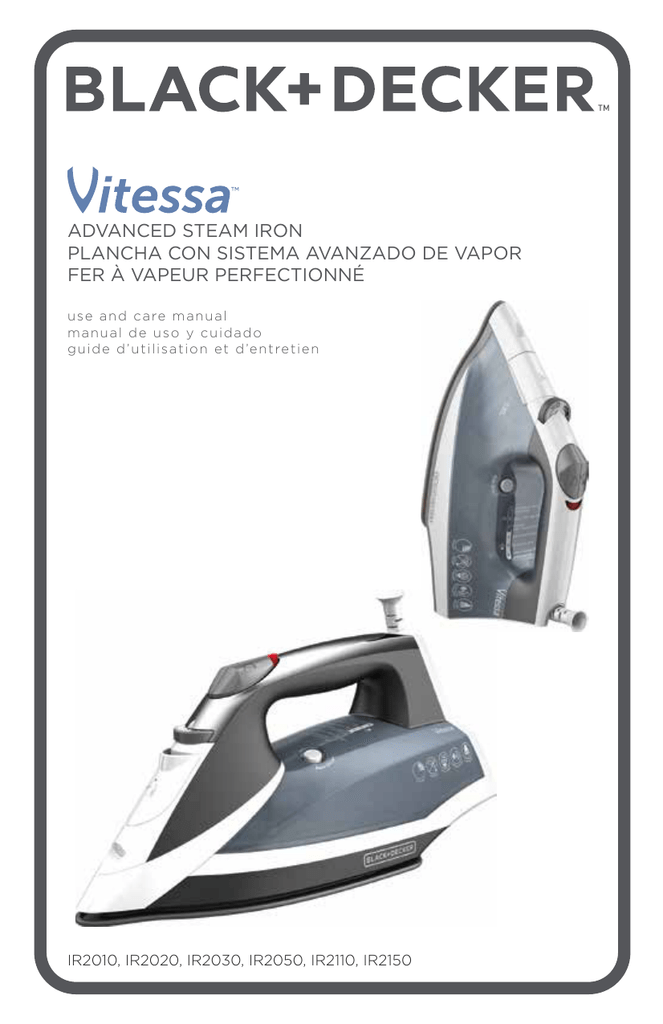 Black and Decker Appliances IR2150 Vitessa Iron Use and Care