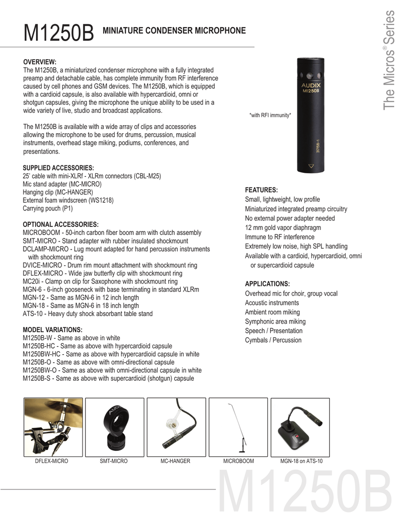 Audix M1250B specification sheet | Manualzz Audix M1250B specification sheet | Manualzz