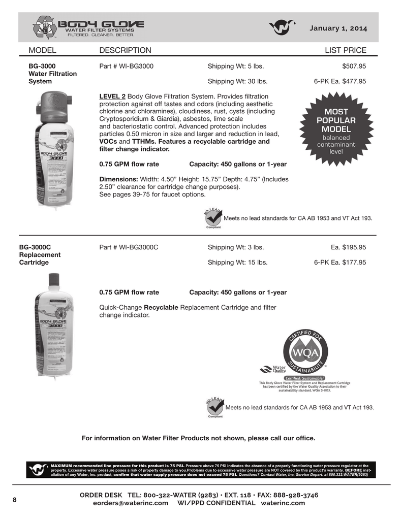 Wi Bg3000c Body Glove Replacement Filter Cartridge Images Gloves and Descriptions