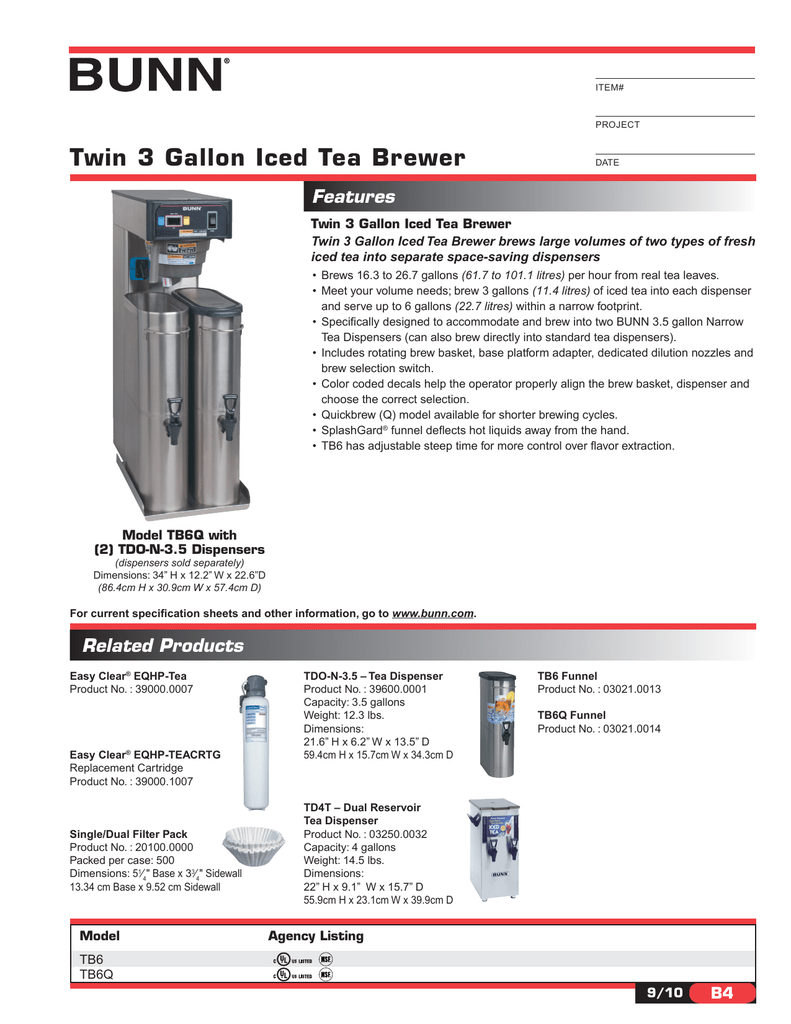 Twin 3 Gallon Iced Tea Brewer Features Manualzz