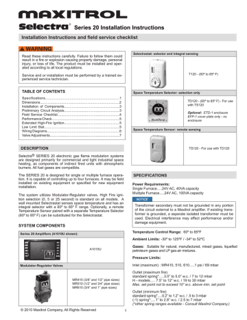 Maxitrol Selectra Series 20 Installation Instructions | Manualzz