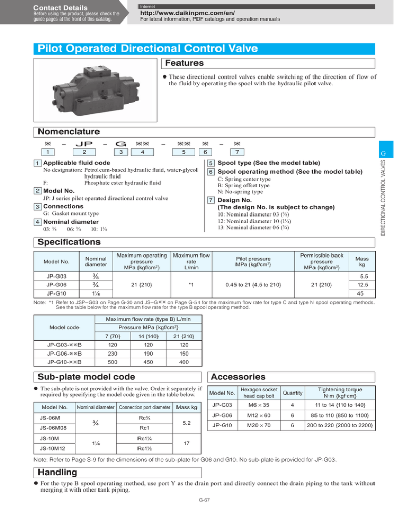 Daikin Pilot Op Dir Control Valve Specs Manualzz