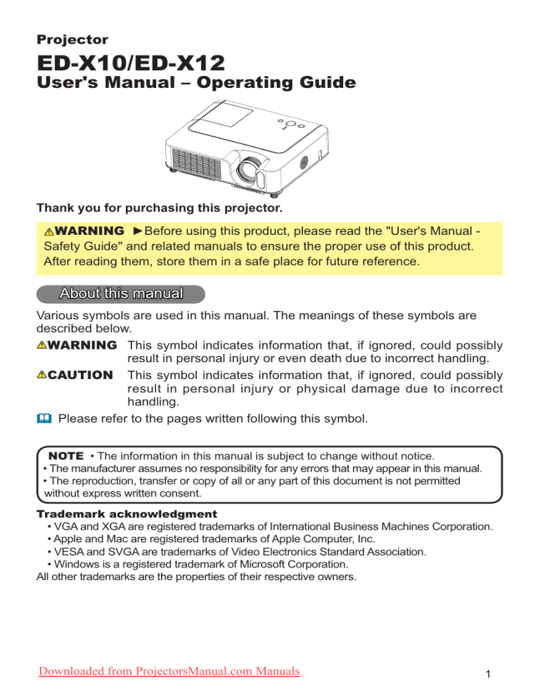 Hitachi Ed X10 User Guide Manual Operating Instruction Pdf Manualzz