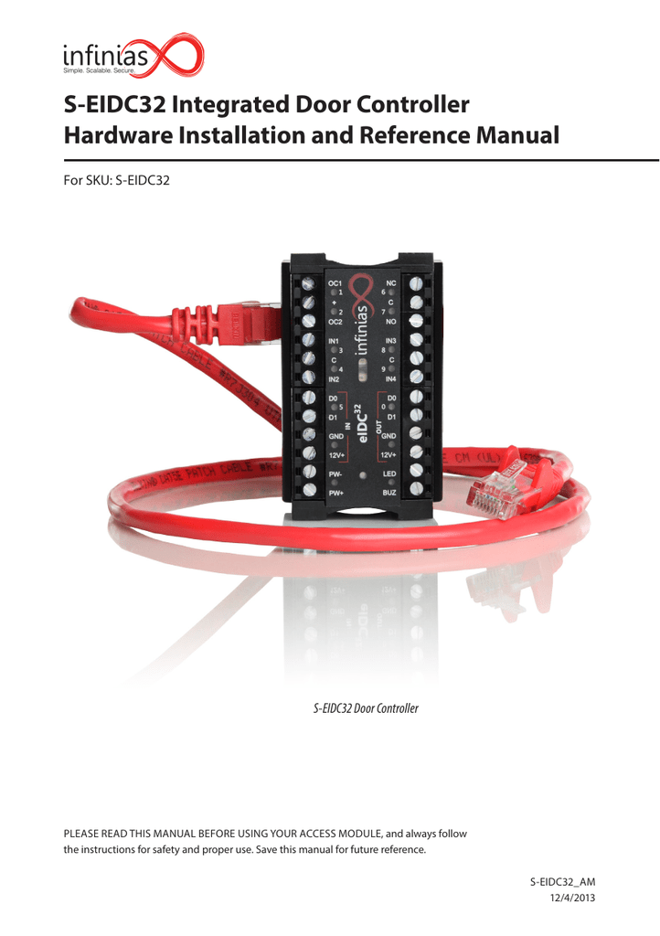 S-EIDC32 Integrated Door Controller Hardware Installation and Reference
