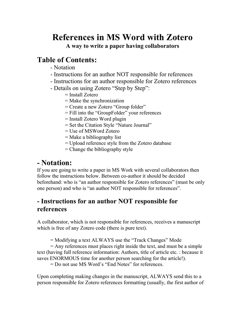 References in MS Word with Zotero  Manualzz