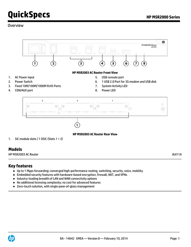 QuickSpecs HP MSR2000 Series Overview | Manualzz