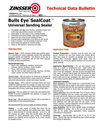 Bulls Eye SealCoat Universal Sanding Sealer | Manualzz