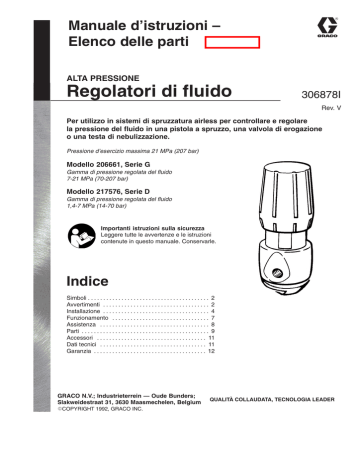 Graco 306878v , Regolatori di fluido Owner's Manual | Manualzz