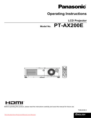 Panasonic PT-AE200E User Guide Manual Operating Instruction Pdf | Manualzz