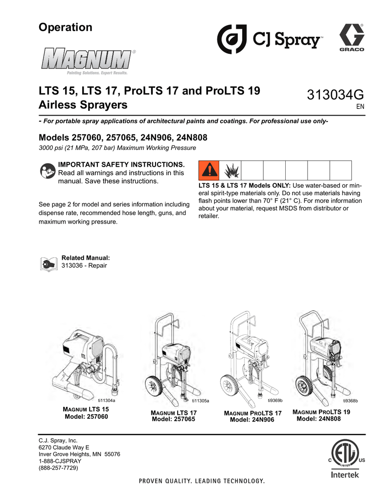 Graco Magnum LTS 15 Operation and Repair Parts Manual | Manualzz