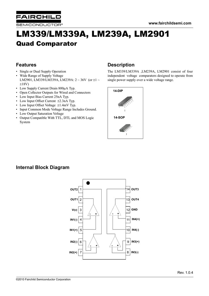 Texas Instruments LM339N LM339 Low Power Quad Voltage Comparators Pack of 1