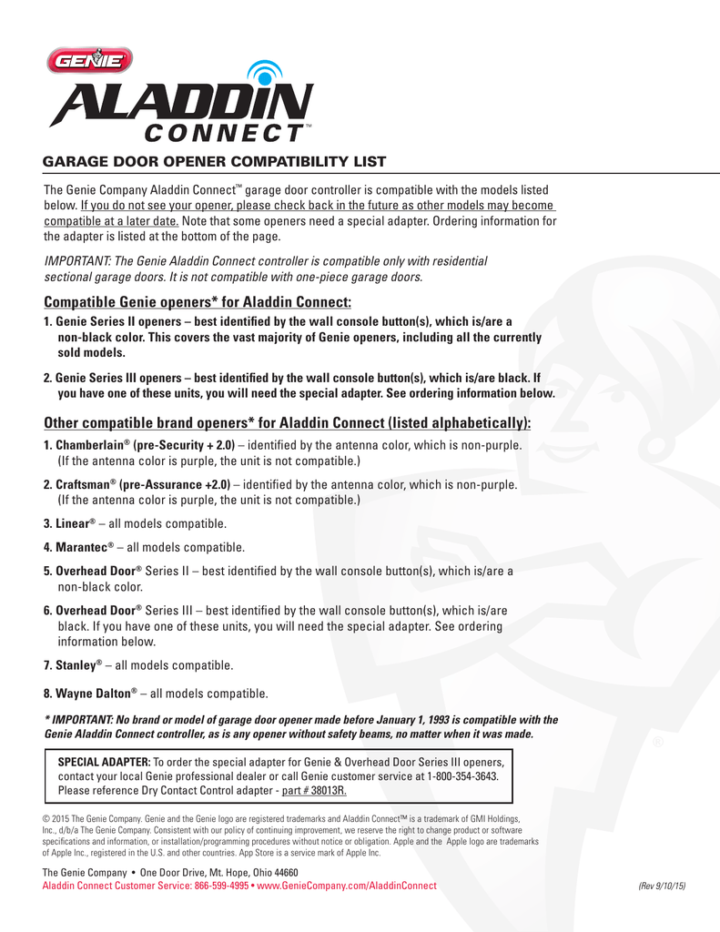 Genie Garage Door Opener Tech Support Dandk Organizer