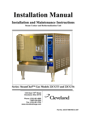Cleveland Range 22CGT3 Installation manual | Manualzz