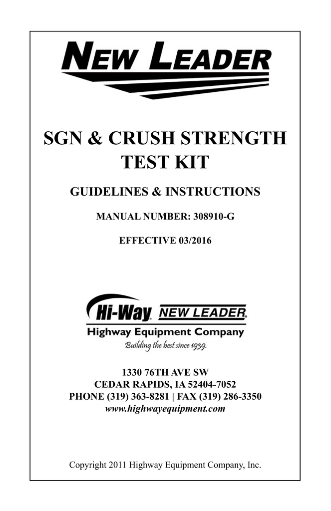 SGN Crush Strength Test Instructions Manualzz