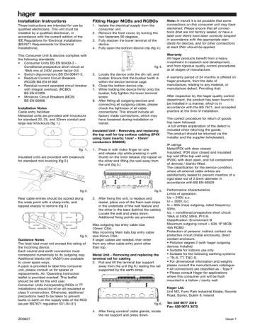 Installation Instructions Fitting Hager MCBs and RCBOs | Manualzz