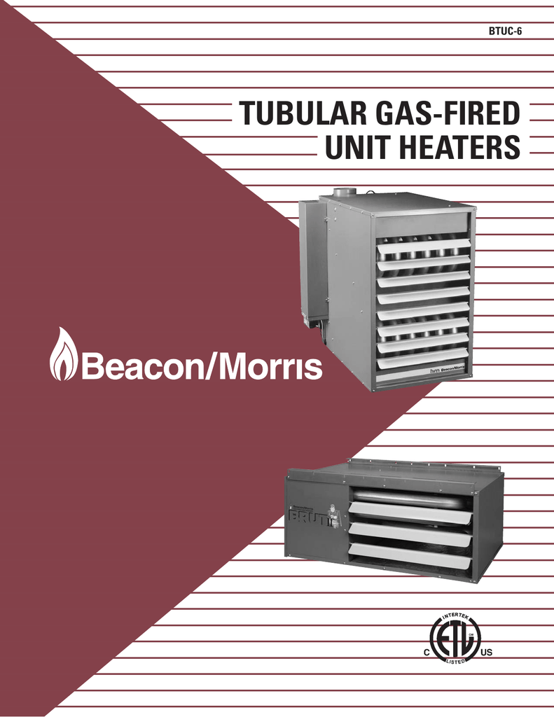 Tubular Gas Fired Unit Heaters Btuc 6 Manualzz Com