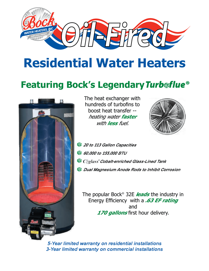 Bock Water heaters Residential Oil-Fired Water Heater Specification Sheet |  Manualzz