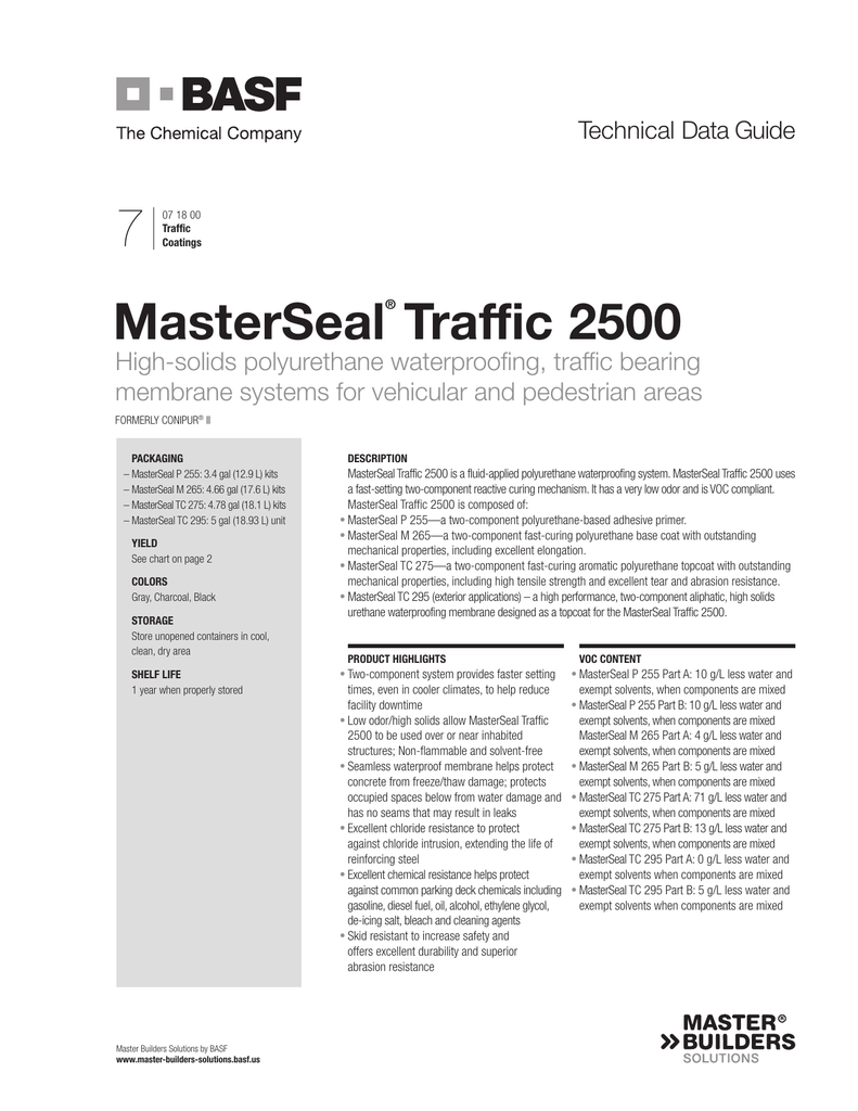 Masterseal Traffic 1500 Color Chart